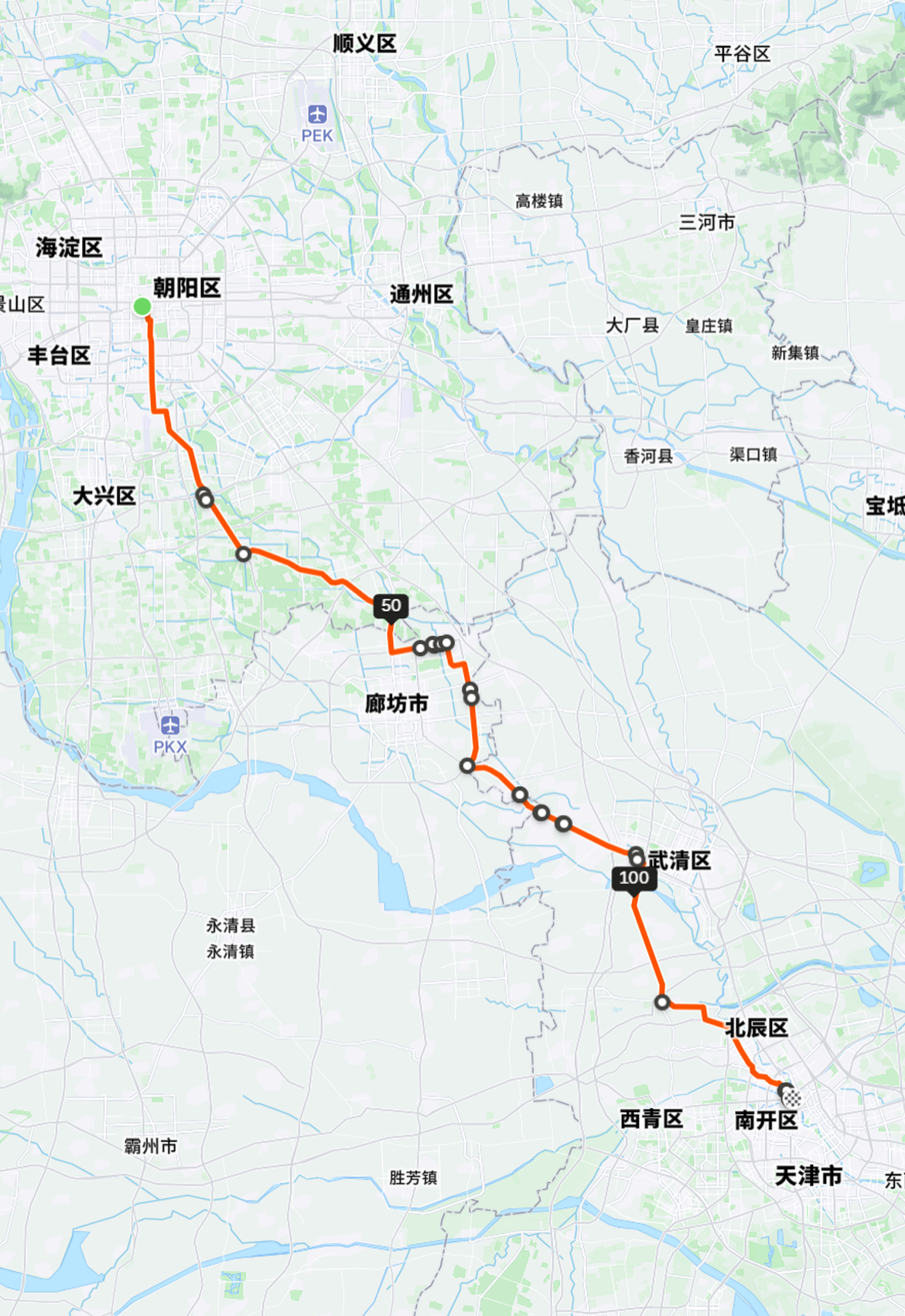 北京到天津(Beijing->Tianjin)